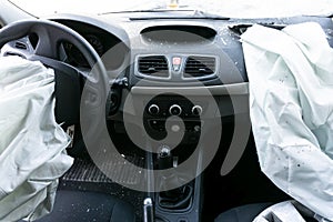 Damaged car airbags