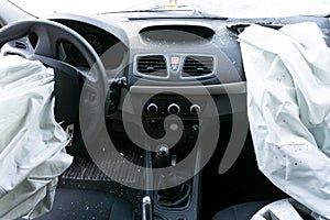 Damaged car airbags photo
