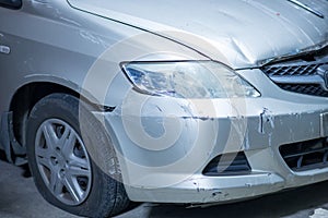 Damaged car after crash