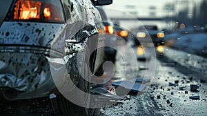 Damaged Cars Parked on Street