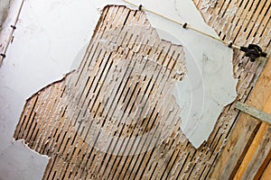 Damaged ceiling and wall