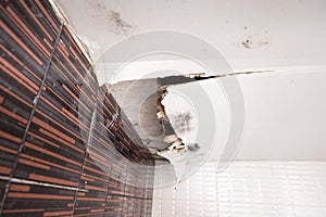 Damaged ceiling from water leak