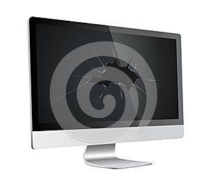 Damaged computer - broken monitor glass