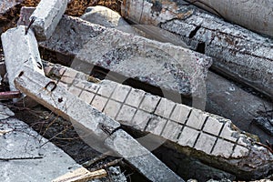 Damaged concrete blocks, piles and pipes