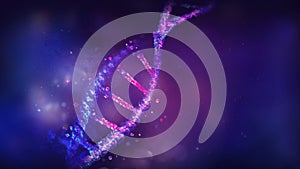 Damaged DNA double helix in violet blue colors, 3D render.