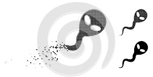 Damaged Dot Halftone Alien Spermatozoon Icon