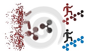 Damaged Dot Halftone Man Climb Ripple Icon