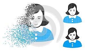 Damaged Dotted Halftone Woman Icon with Face