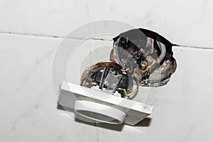 Damaged electrical socket photo