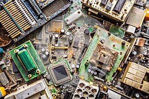 Damaged Electronic PC Component as Background