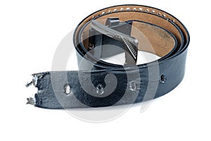 Damaged fake leather men`s belt