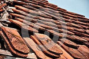 Damaged house roof