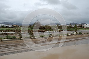 Damaged by hurricane Odile road in Cabo San Lucas