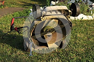 Damaged lawn mower lawn mower repair