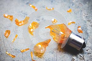 Damaged Light Bulb and Glass Shards