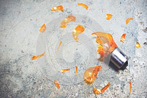 Damaged Light Bulb and Glass Shards