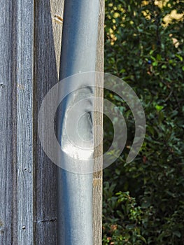 Damaged metal gutter