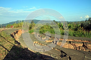 Damaged mountain road