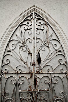 Damaged Old Ornate Metal Door Gate