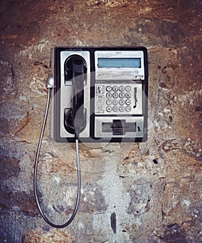 Damaged old telephone