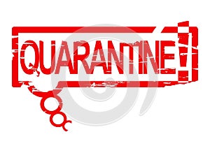 Damaged oval stamp with the words - Quarantine