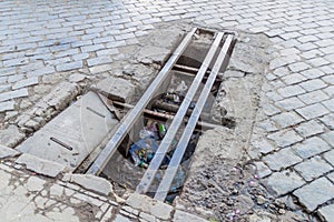 Damaged road in La Paz