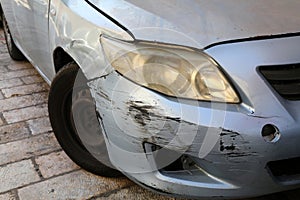 Damaged scratched car