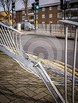 Damaged steel railing