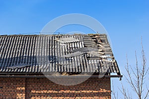 Damaged tile on the roof