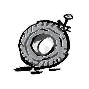 Damaged tire vector sketch