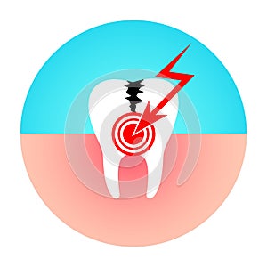 Damaged tooth. Toothache. Caries disease.