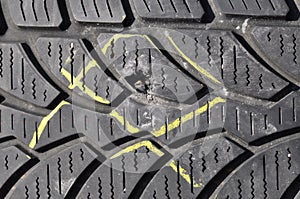 Damaged tyre