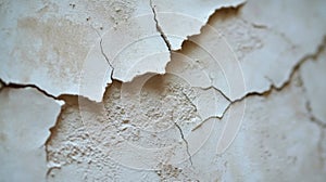 Damaged wall plaster shows extensive cracking and peeling