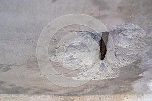 Damages and Cracks structural , Spalling of Concrete slab due to corrosion ,rurted steel rod