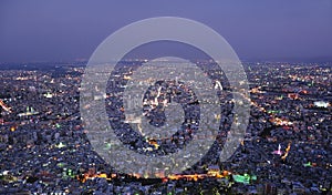 Damascus, Syria, aerial night view