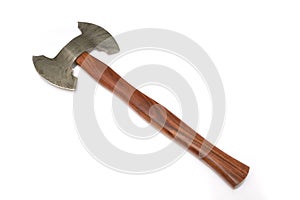 Damascus throwing axe weapon isolated on white background