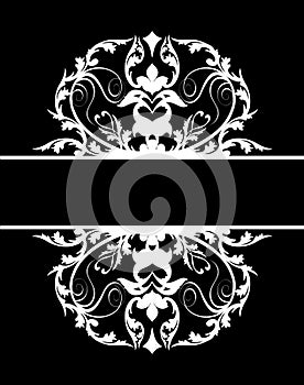 Damask banner white black