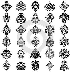 Damask floral pattern set