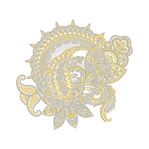 Damask Paisley ornament. Isolated Vector illustration.