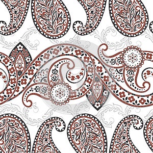 Damask paisley seamless vector pattern.