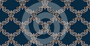 Damask seamless emboss pattern background. Vector classical luxury old damask ornament, royal victorian seamless texture