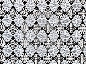 Damask seamless pattern black-white