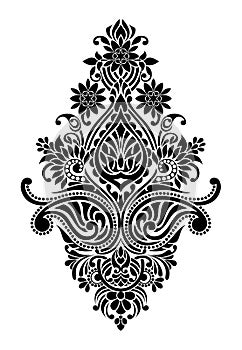 Damask Stencil Large vector in white background