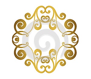 Damask vintage baroque scroll swirl. Victorian monogram heraldic shield swirl.