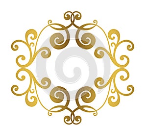 Damask vintage baroque scroll swirl. Victorian monogram heraldic shield swirl.