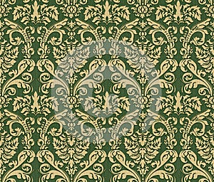 Damask wallpaper.