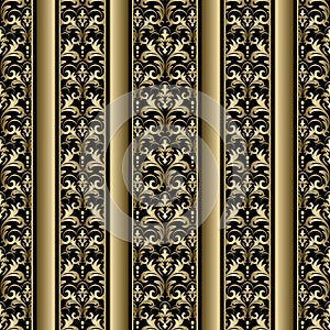 Damask Wallpaper. Vintage Pattern. Vector seamless border in Victorian style