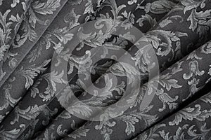 Damask, wavy black texture background