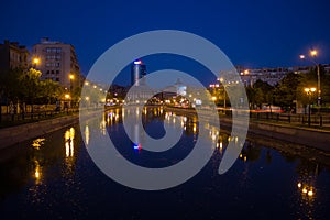 Dambovita river on nighttime