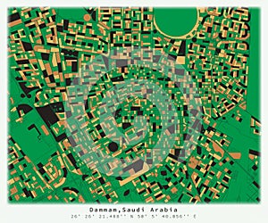 Dammam,Saudi Arabia,City centre, Urban detail Streets Roads color Map ,vector element template image